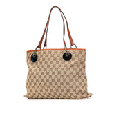 グッチ GGキャンバス ショルダーバッグ トートバッグ 120837 ベージュ ブラウン キャンバス レザー レディース GUCCI 【中古】